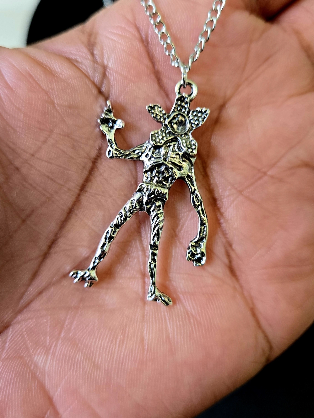 Silver Star-Headed Monster Pendant Necklace - Silver